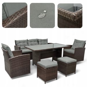 ZESTAW MEBLI OGRODOWYCH MTG SFS020 MEBLE OGRODOWE TECHNORATTAN BRĄZ